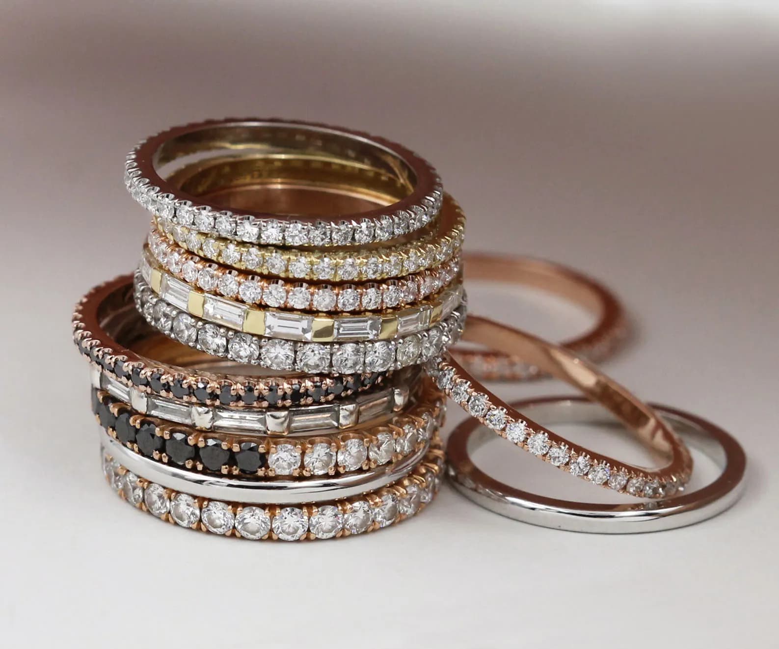 A photograph of bands with mixed metals