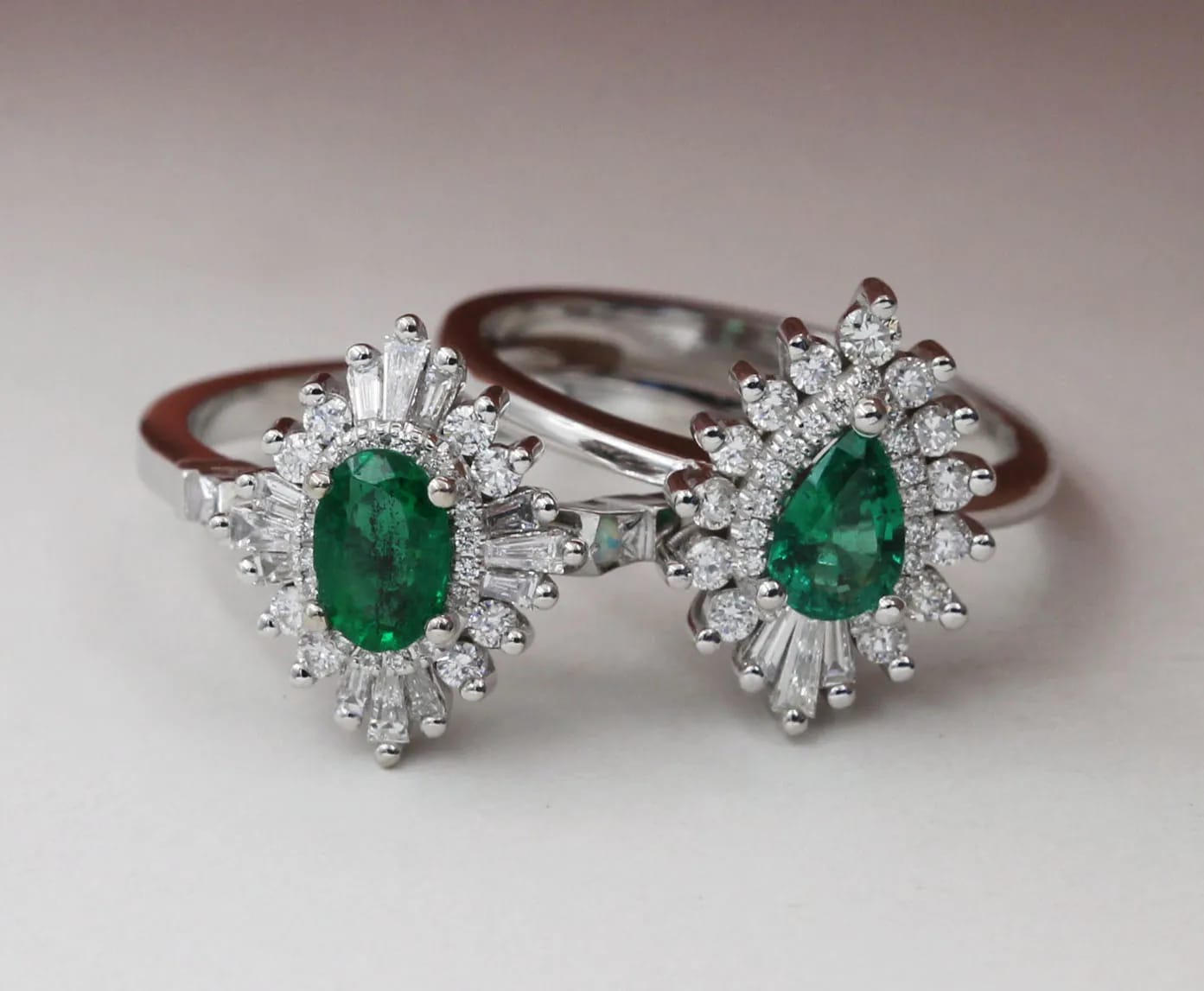 Heidi Gibson engagement rings with Emerald center stones