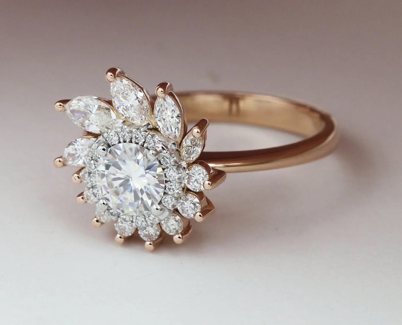 A Leda engagement ring in rose and white gold