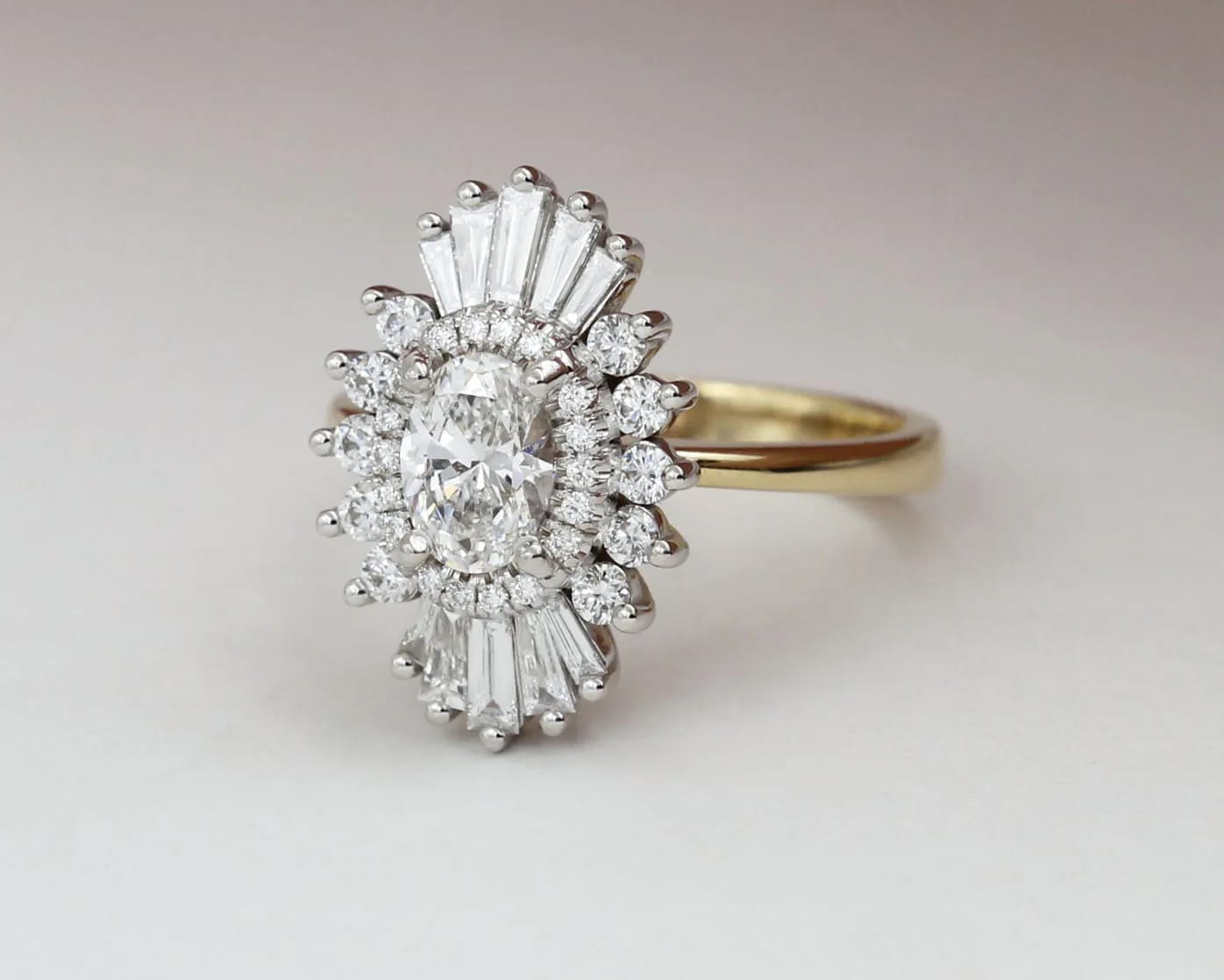 A Heidi Gibson Lindy engagement ring in yellow and white gold