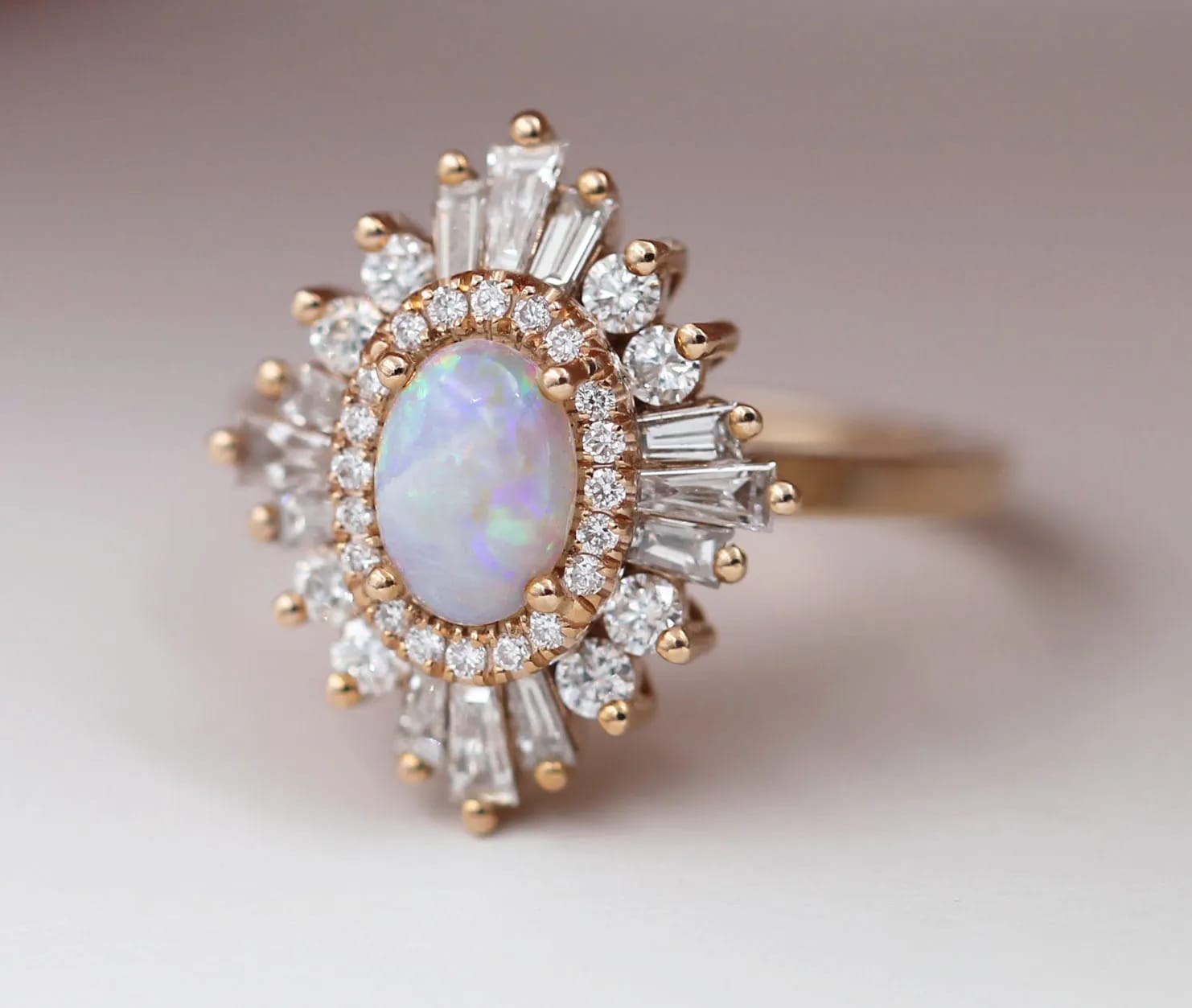 Heidi Gibson engagement rings with Opal Center Stones